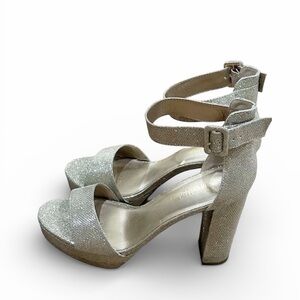 Dream Pairs gold glitter ankle strap Chunky Platform Heels party new years